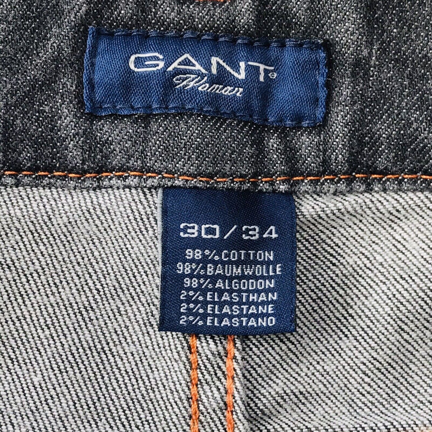 GANT Women Dark Grey Stretch Regular Straight Fit Jeans W30 L34