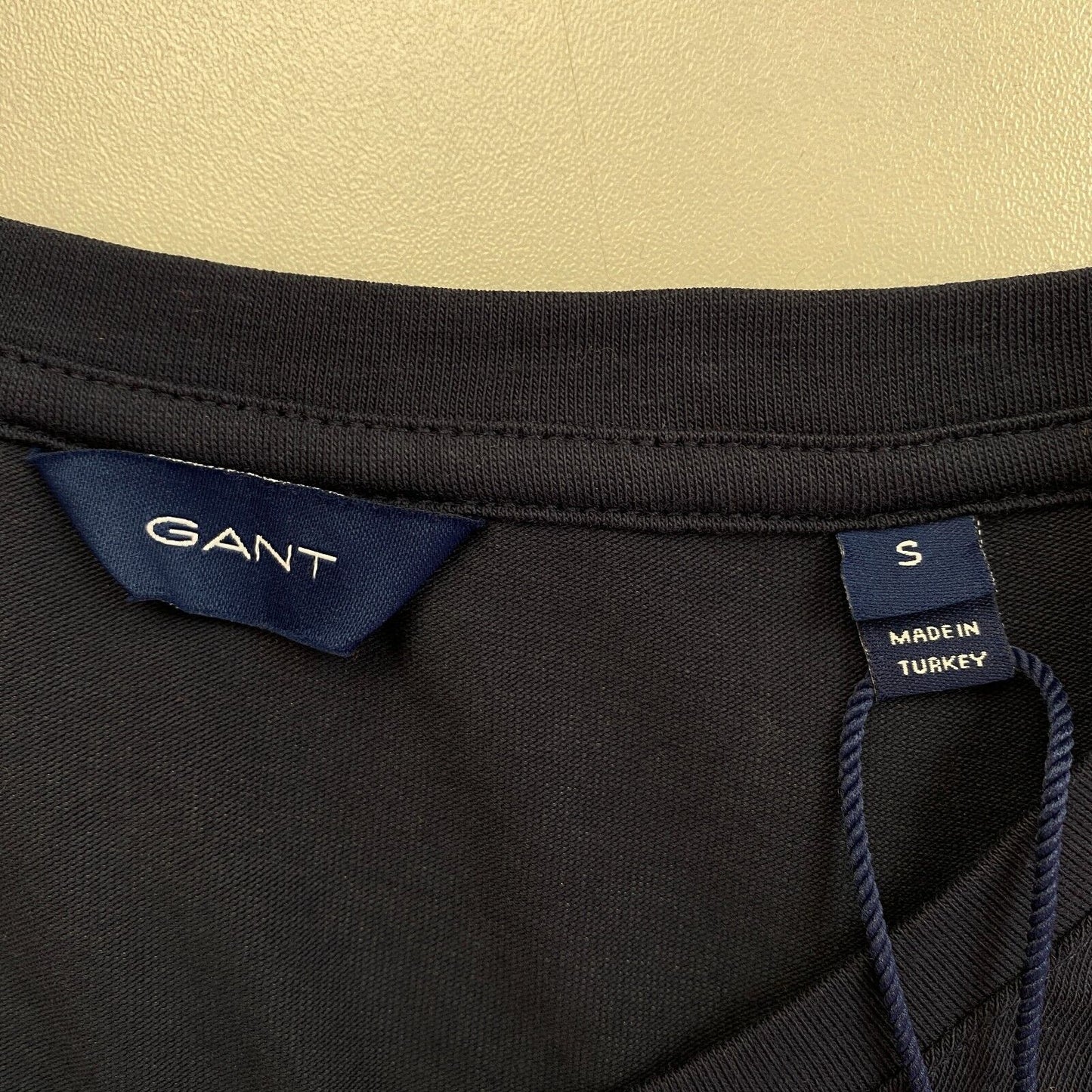 GANT Marineblaues COTT/ELA T-Shirt mit Rundhalsausschnitt, Größe S