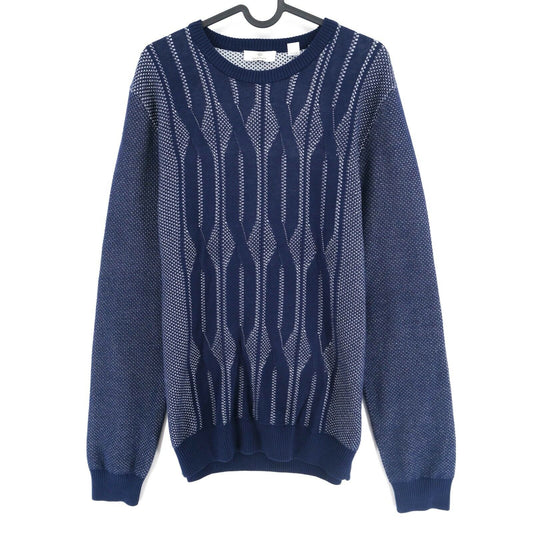 GANT Blue Crew Neck Cable Knit Jumper Sweater Size M