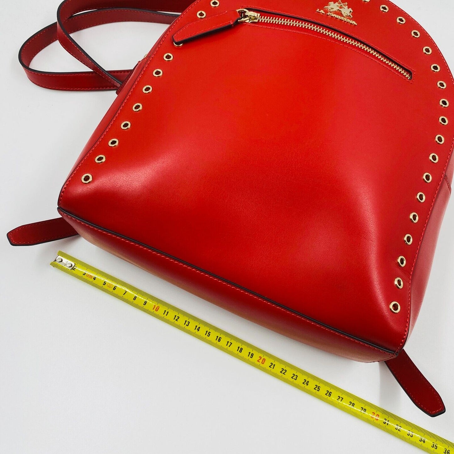 La Martina Rot 100 % Leder Damen Rucksack Rucksäcke