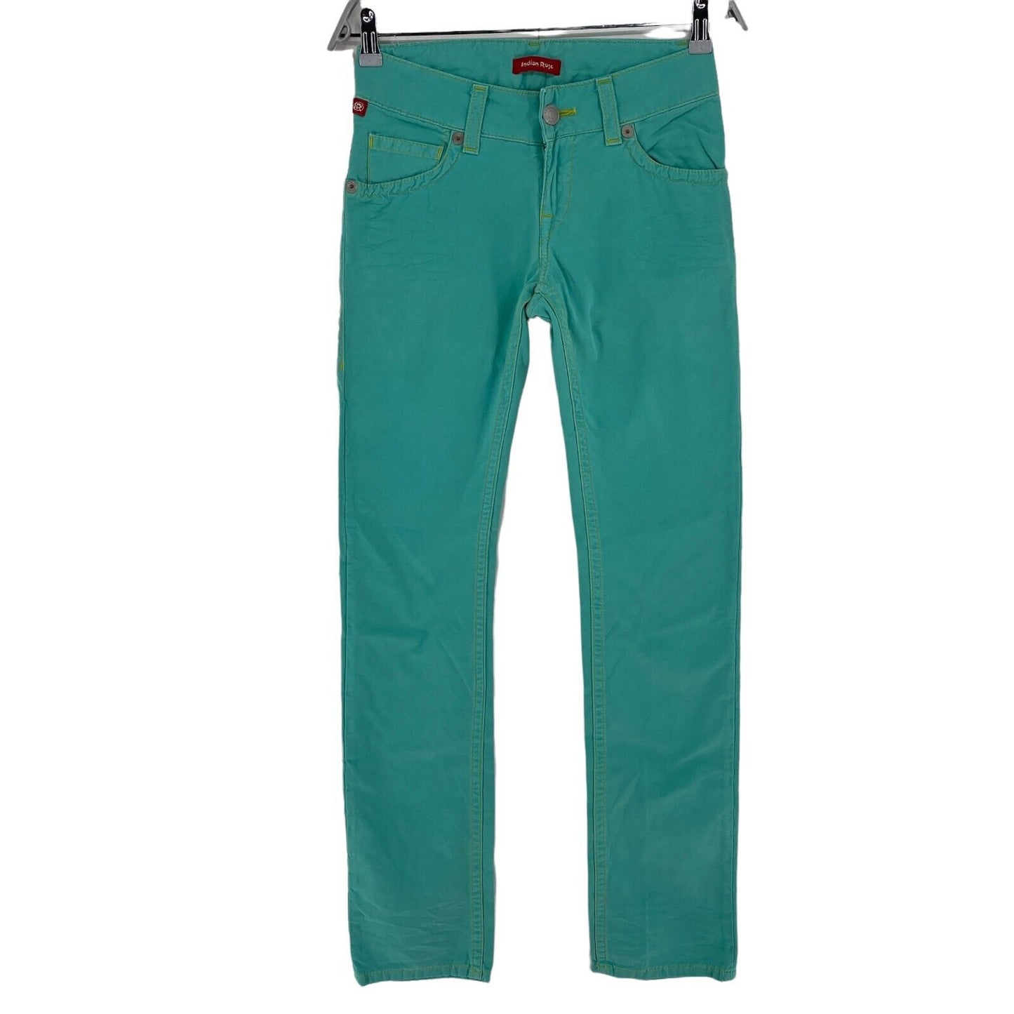 RRP €165 INDIAN ROSE Turquoise Green 100% Cotton Trousers Pants Size 26 W28 L34