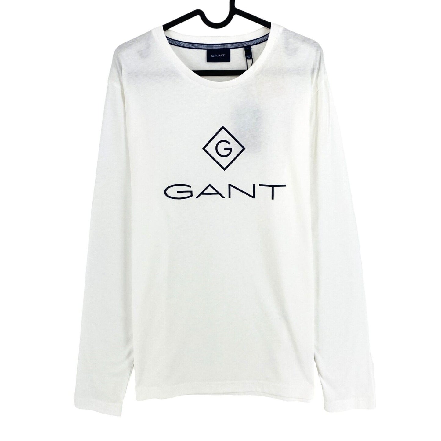 GANT White Lock Up Crew Neck Long Sleeves T Shirt Size L