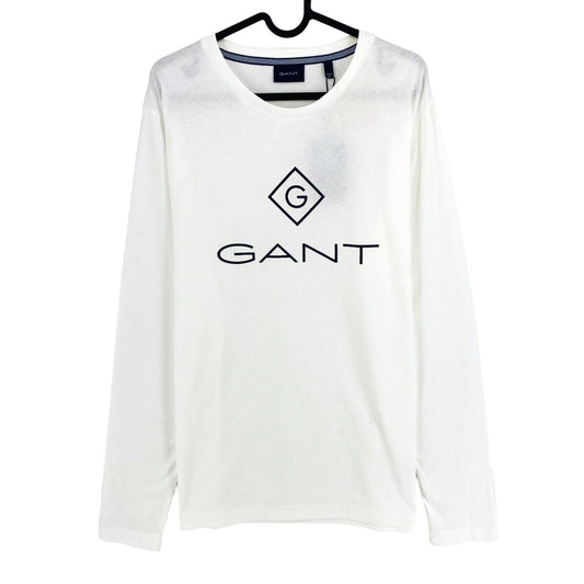 GANT T-shirt à manches longues et col rond blanc Lock Up taille L