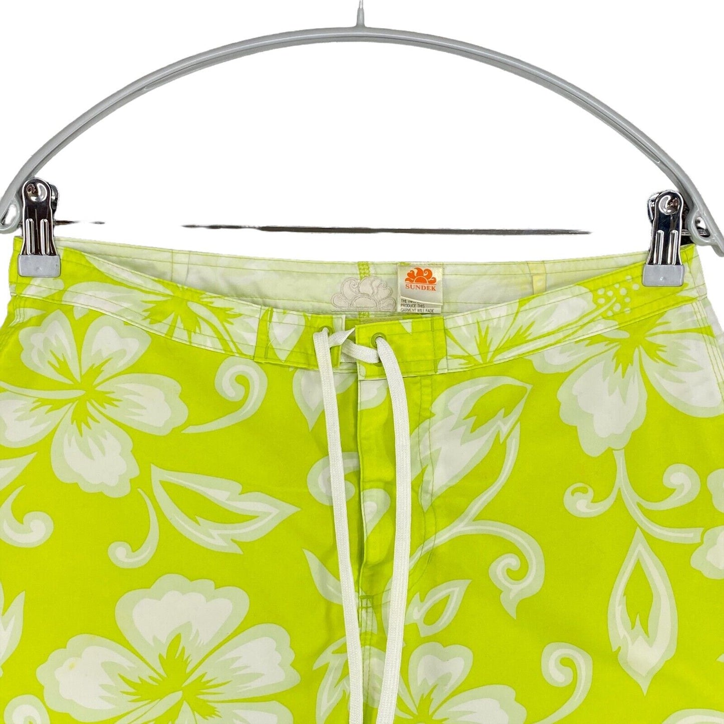 SUNDEK Floral Neon Green Swimwear Swimming Trunks Shorts Size 6 W30