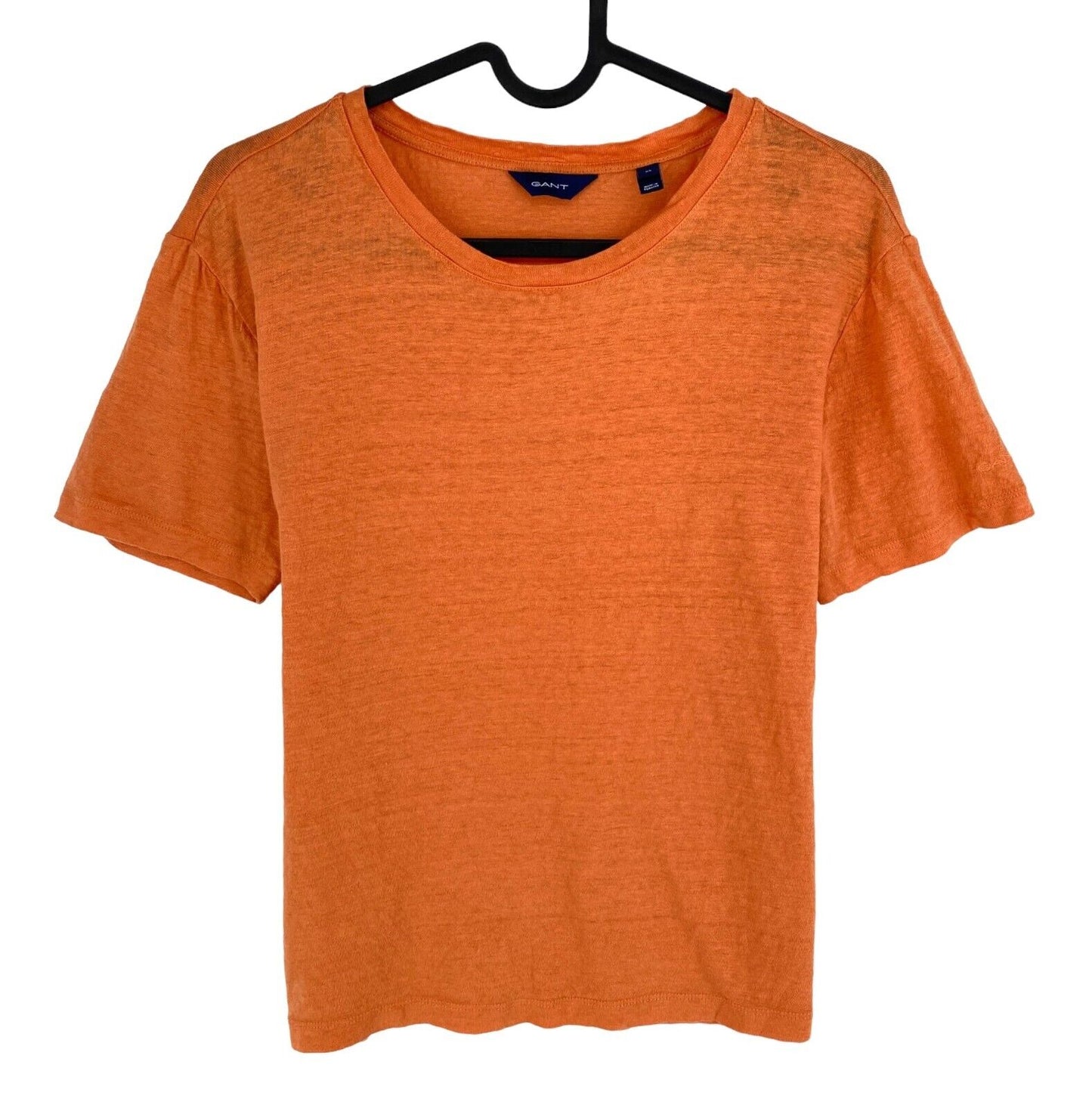 GANT Women Orange Linen Crew Neck T Shirt Size XS