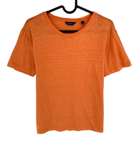 GANT Women Orange Linen Crew Neck T Shirt Size XS