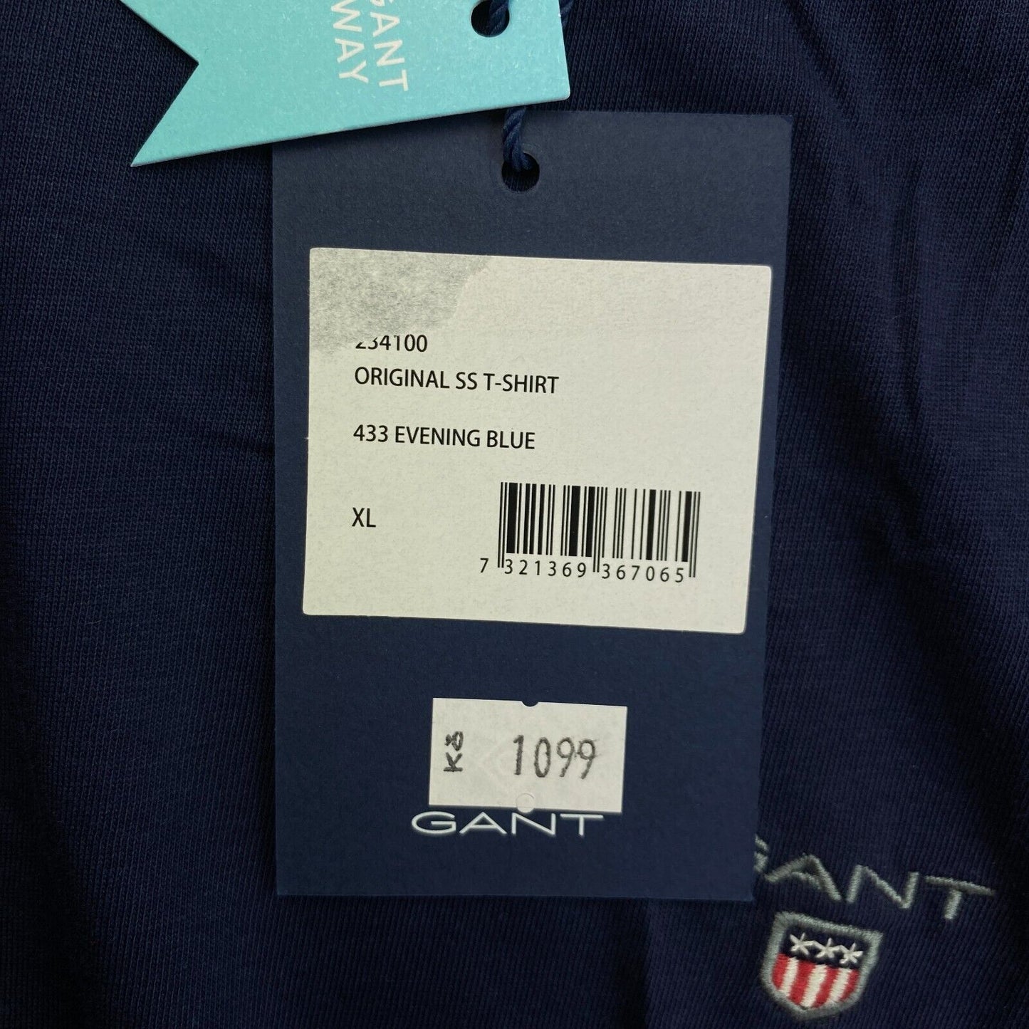 GANT Marineblaues Original T-Shirt mit Rundhalsausschnitt, Größe XL