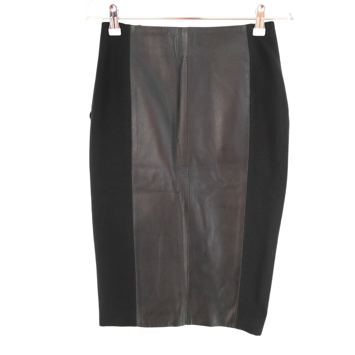 KARL LAGERFELD Black With Lamb Skin Pencil Skirt Size EU 32 UK 4 US 2