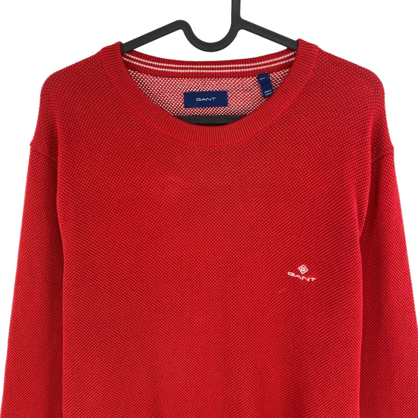 GANT Red Pique Crew Neck Sweater Pullover Size 2XL XXL