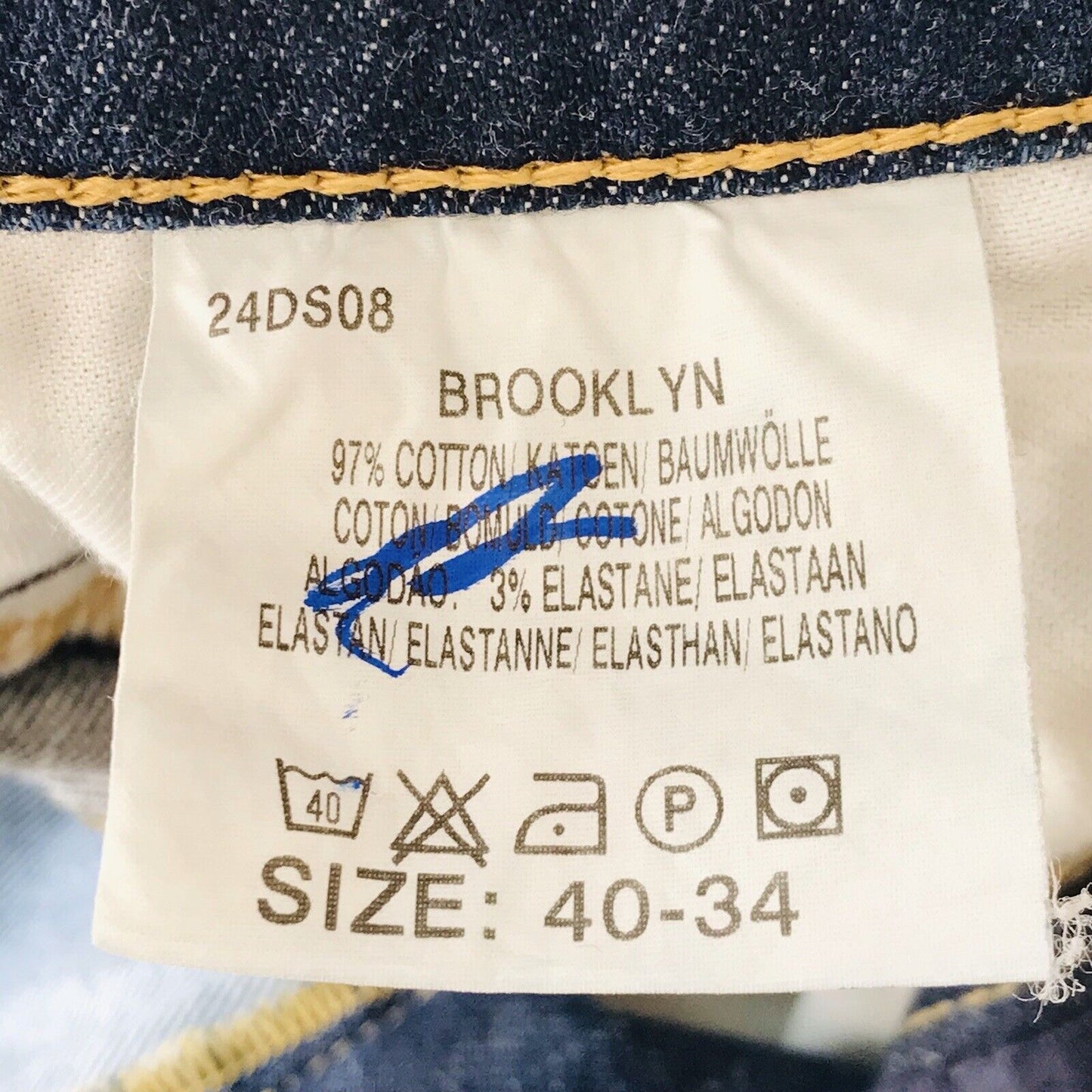 Lee BROOKLYN Dark Blue Regular Straight Fit Jeans Size W40 L28