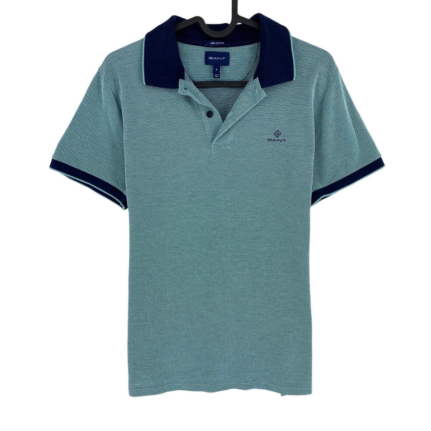 GANT Men Blue 3-Col Tipping Pique Rugger Short Sleeves Polo Shirt Size S