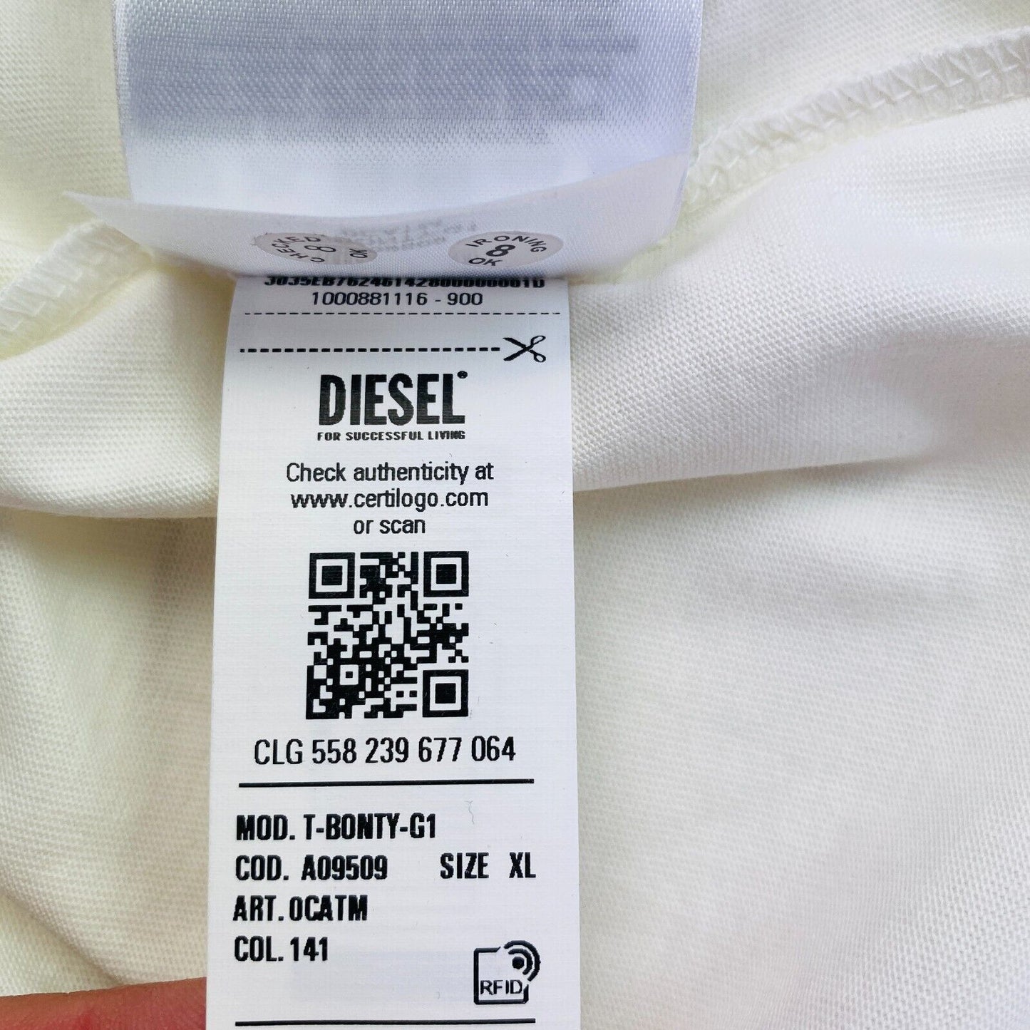 DIESEL Blanc avec Spray Can Print Crew Neck T Shirt Taille XL