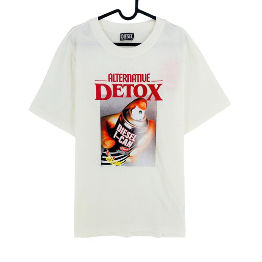 DIESEL Blanc avec Spray Can Print SS Crew Neck T Shirt Taille L