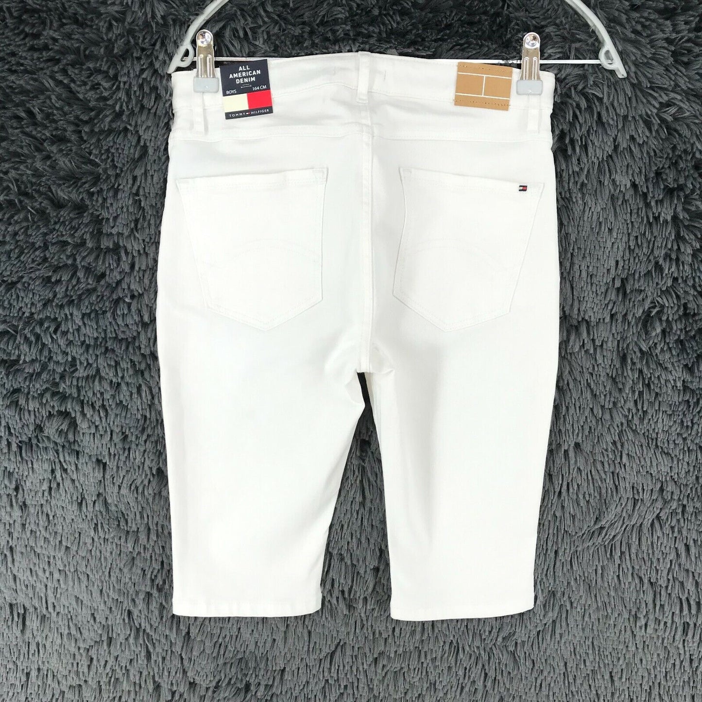 Tommy Hilfiger Boys White Regular Fit Denim Shorts Size 176 cm W27