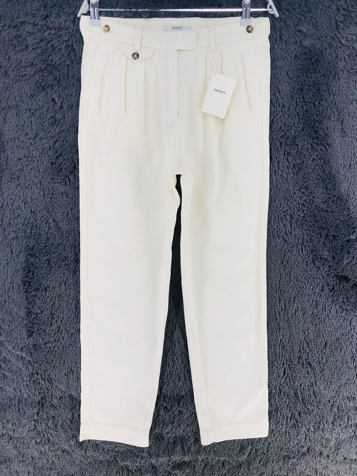 RRP €179 GANT Women Cream White Regular Straight Fit Trousers EUR 36 US 6 UK 10