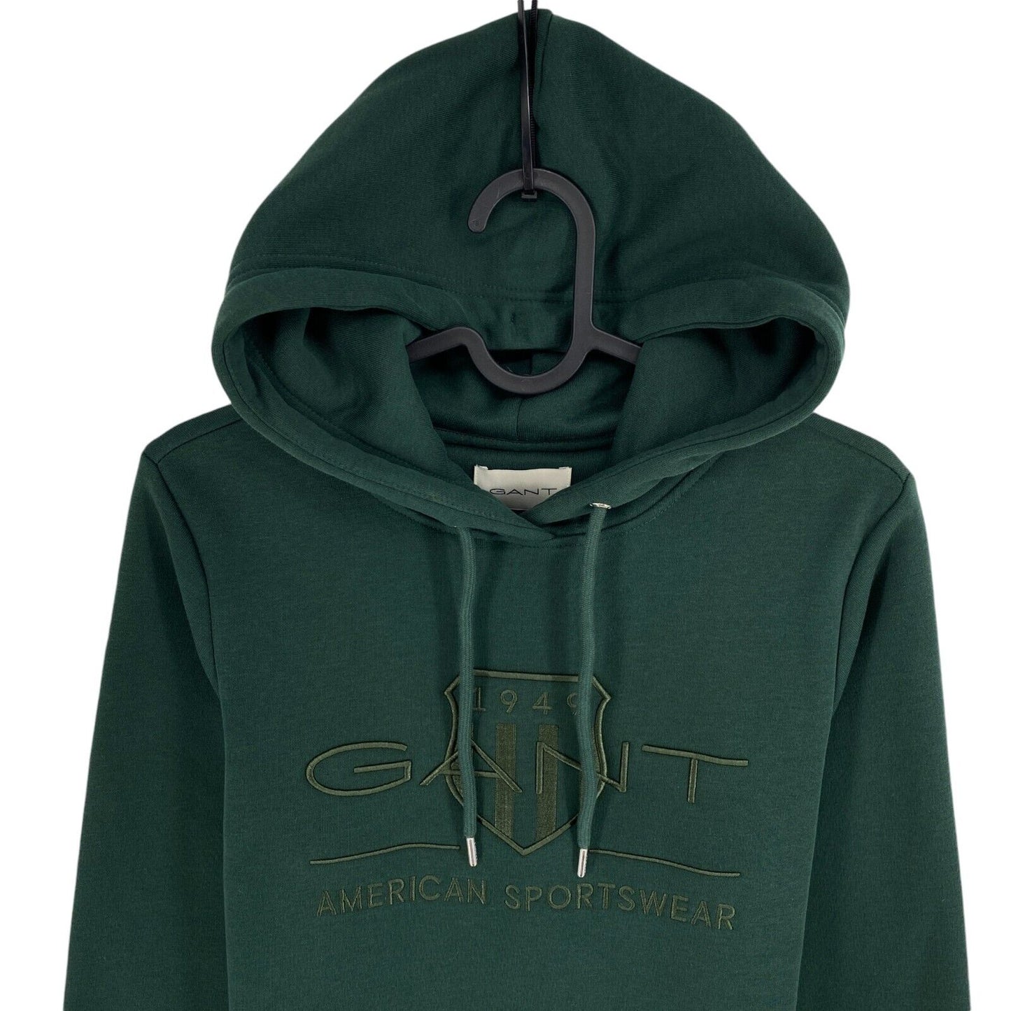 GANT Women Dark Green Reg Tonal Shield Hoodie Jumper Sweater Size XS