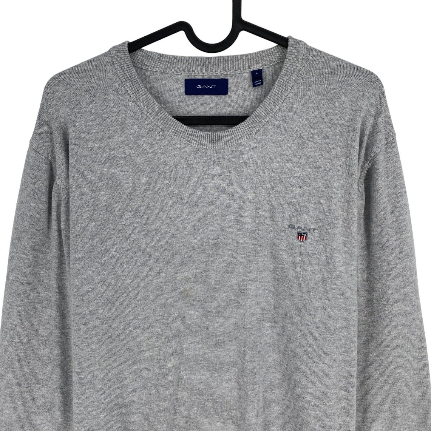 GANT Gris Classique Coton Ras Du Cou Pull Pull Taille L