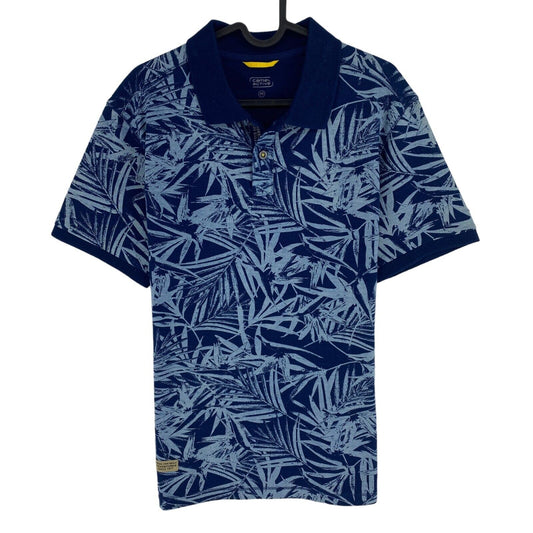 Camel Active Men Navy Blue Floral Print Short Sleeves Pique Polo Shirt Size M