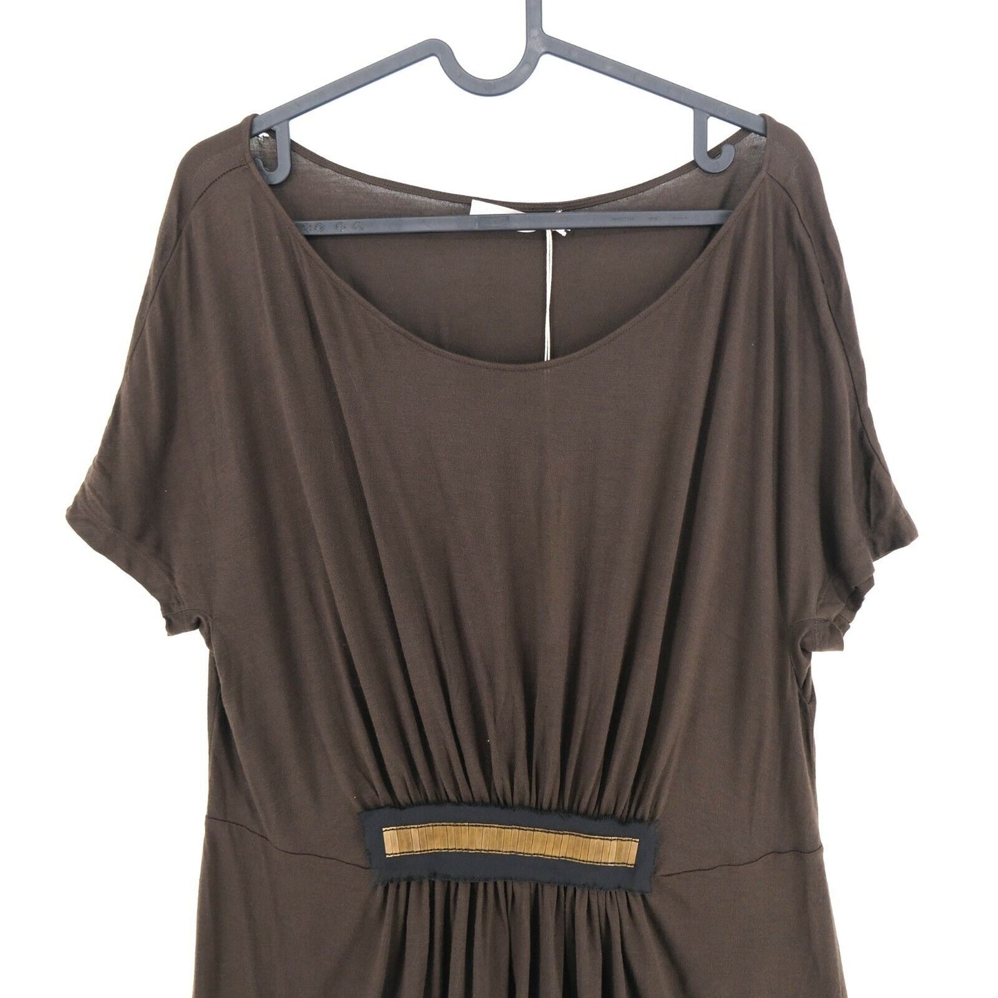 RRP €125 STEFANEL Brown Crew Neck Dress Size L XL