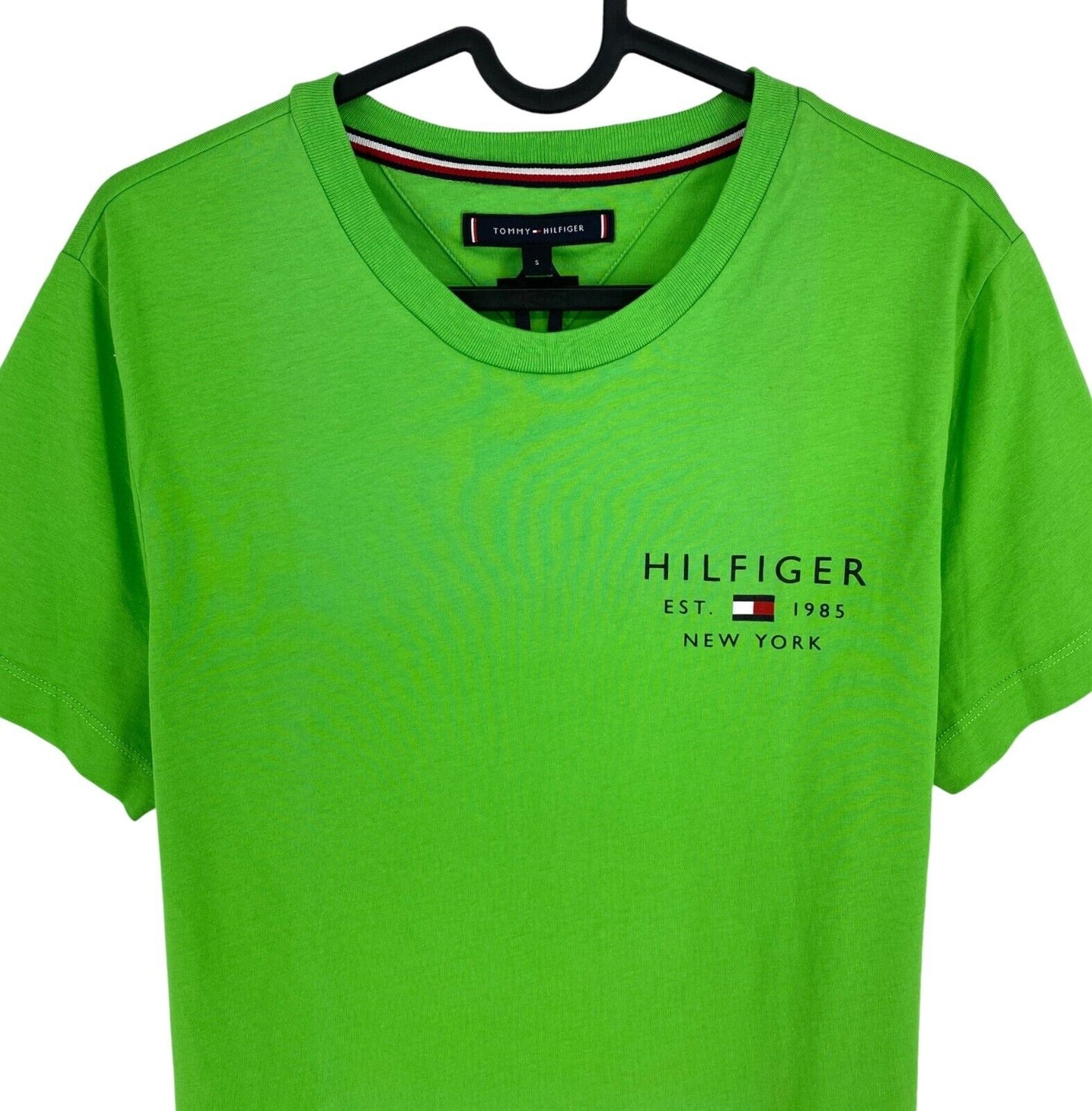 TOMMY HILFIGER Men Green Logo Slim Fit Short Sleeve Crew Neck T-Shirt Size S