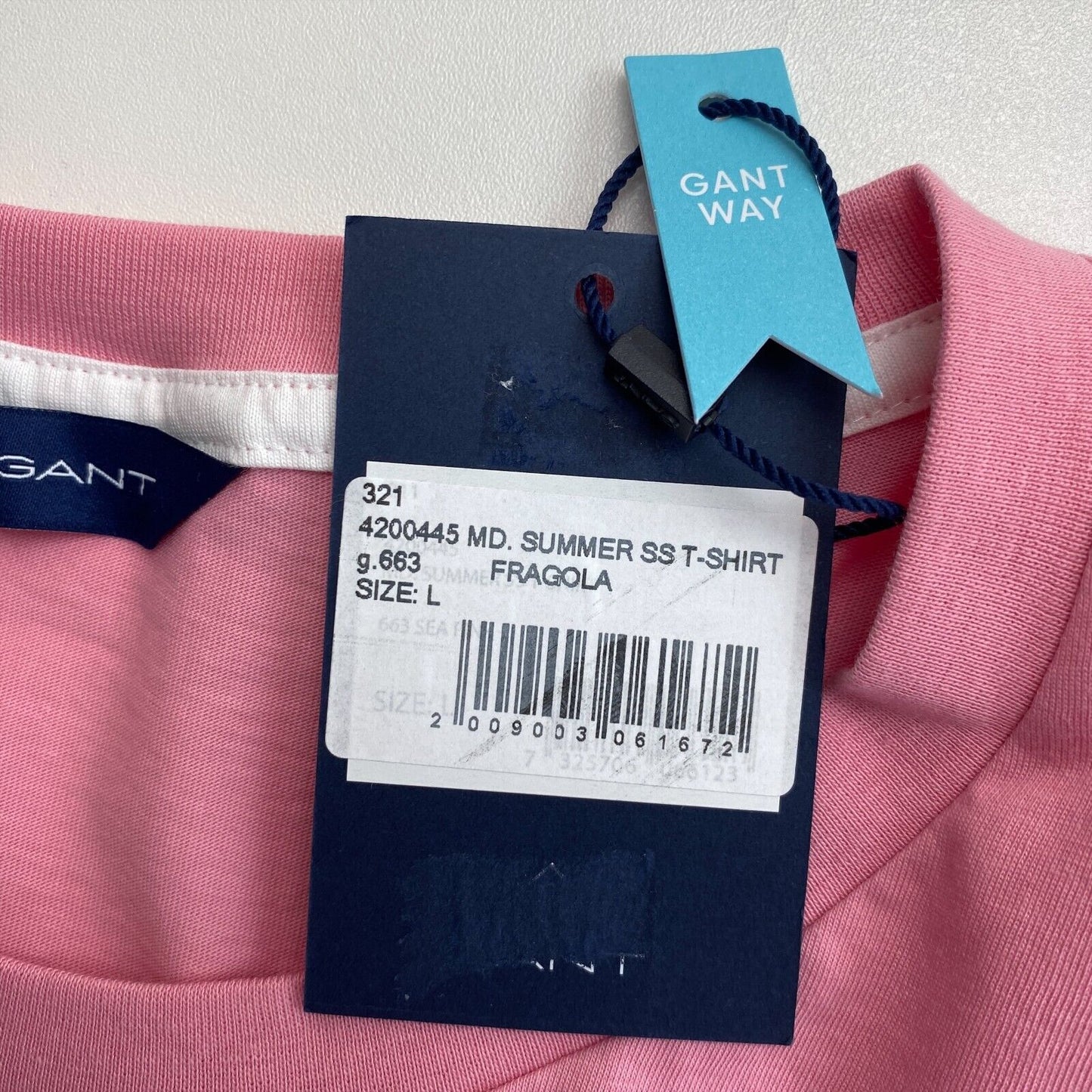 GANT Pink Summer Graphic Crew Neck T Shirt Size L