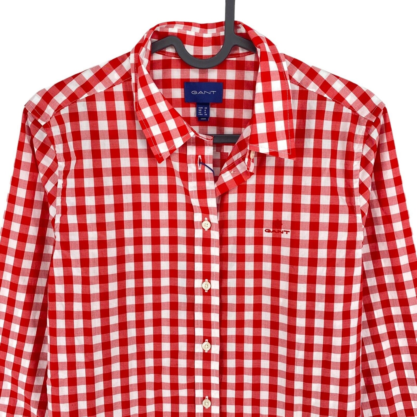 GANT Red The Broadcloth Gingham Shirt Size EU 36 UK 8 US 6