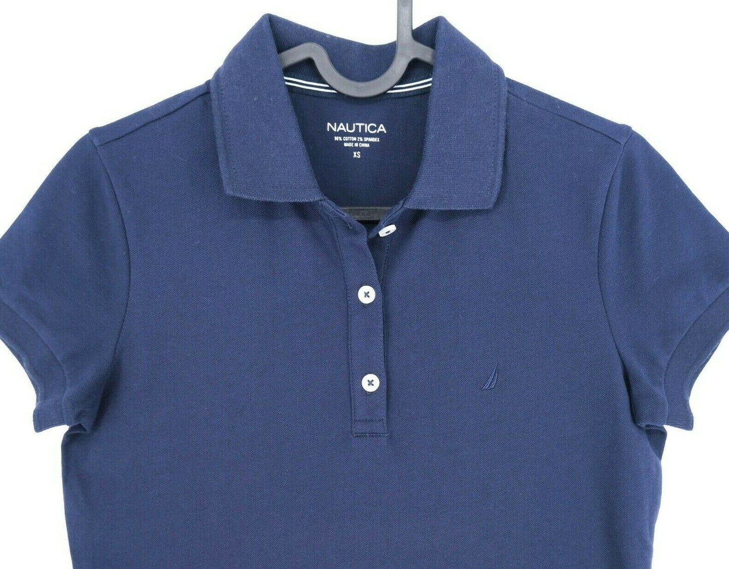 NAUTICA Navy Blue Polo Neck T Shirt Top Size XS