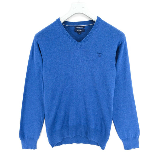 GANT Blue V Neck Premium Cotton Sweater Jumper Size L