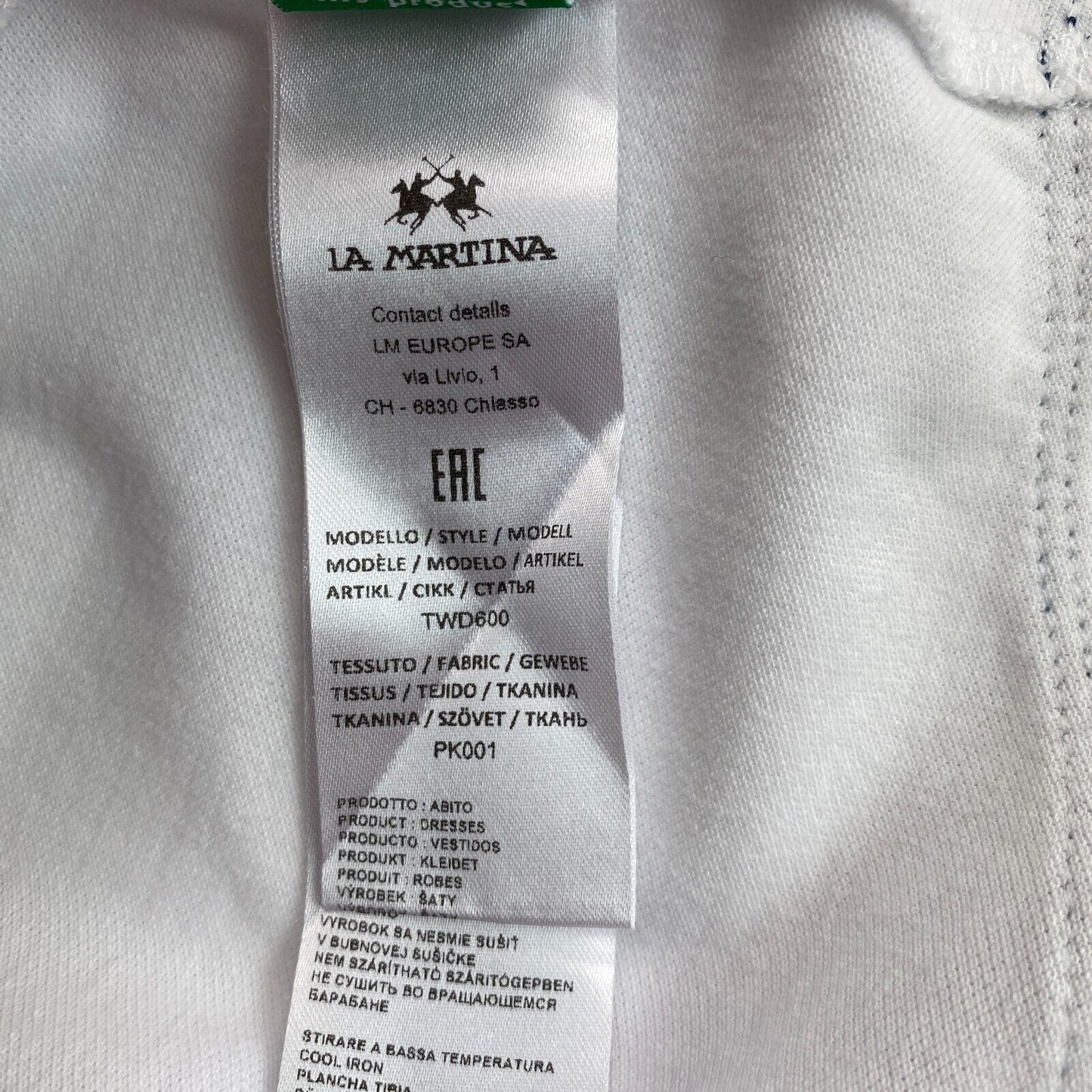 LA MARTINA Robe blanche sans manches à col polo en piqué Taille 4 - L