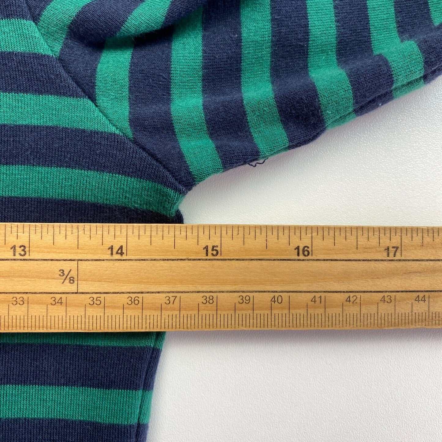 GANT Green Striped 1x1 Rib Long Sleeves Scoop Neck T Shirt Size XS