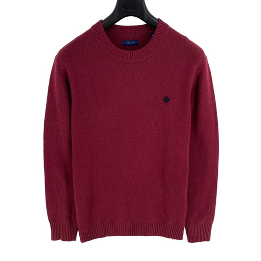 GANT Men Dark Red 100% Wool Crew Neck Sweater Pullover Size 2XL XXL