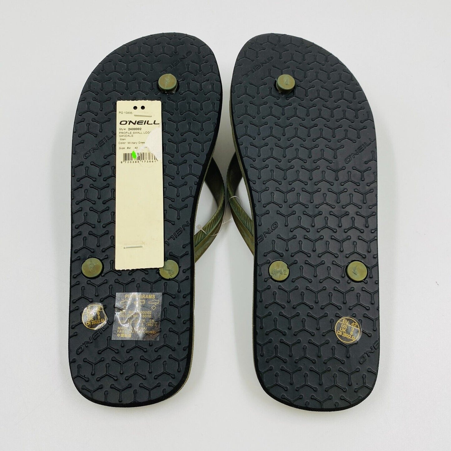 O'NEILL Dark Green Mens Beach Sandals Flip-Flops Size EU 42 UK 8 US 9