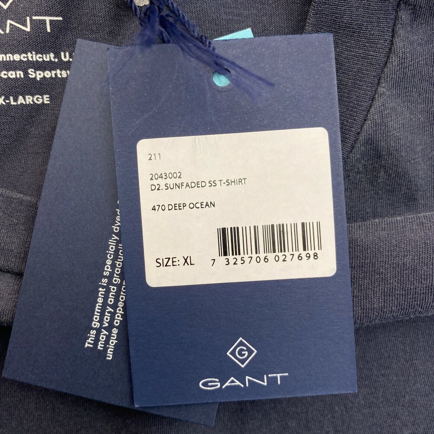 GANT Blue Sun Faded Crew Neck T-shirt Taille XL