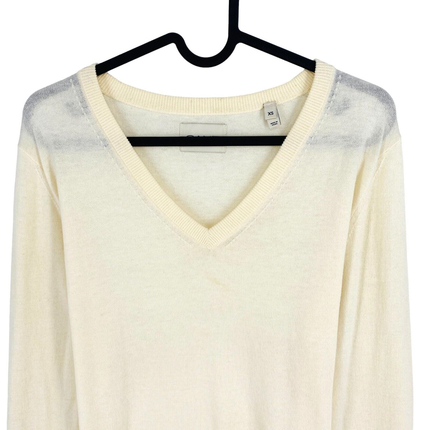 GANT Beige Cotton Blend V Neck Pullover Sweater Jumper Size XS