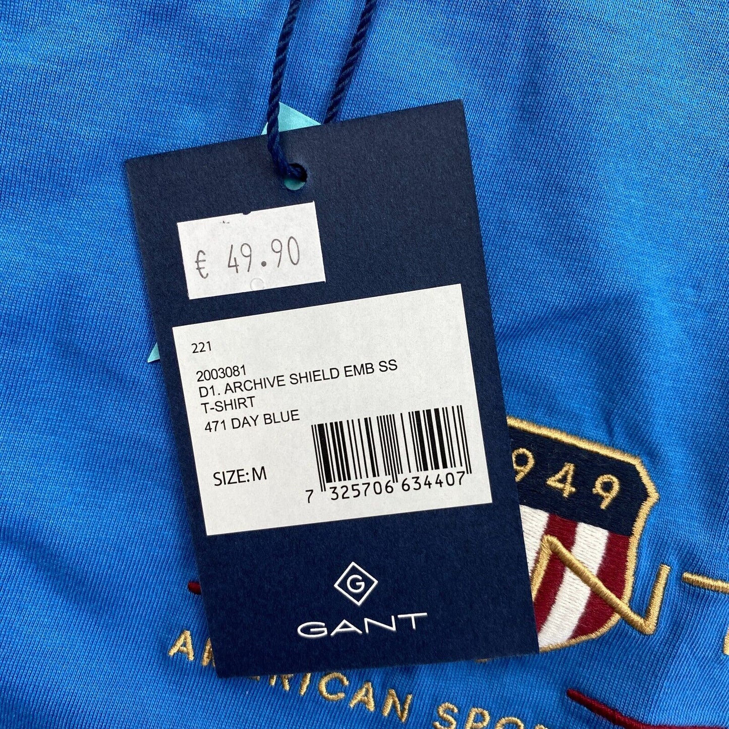 GANT Blue Archive Shield Emb T-shirt à manches courtes et col rond Taille M