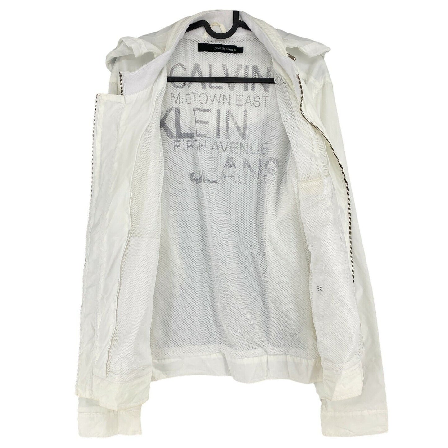 Calvin Klein Jeans White Hooded Jacket Size L