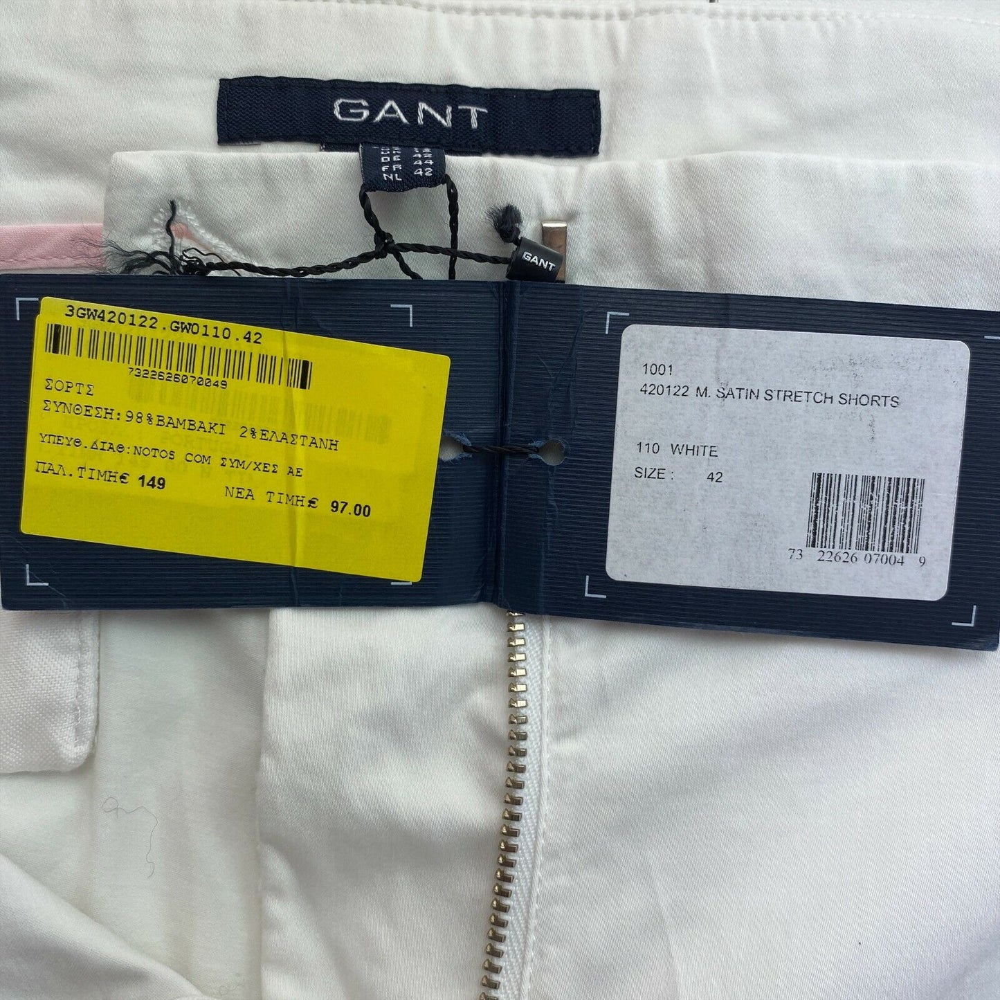 GANT White Satin Stretch Shorts Size EU 42 UK 16 US 12