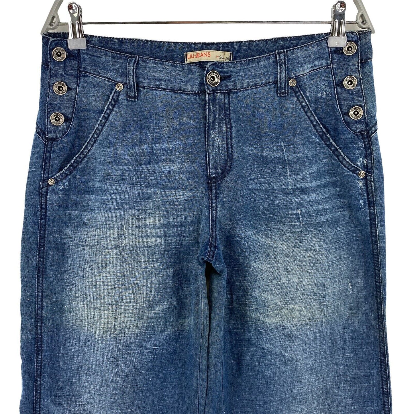 Prix ​​conseillé 288 € LIU JEANS Jean large en lin et coton bleu W28 W30 L36