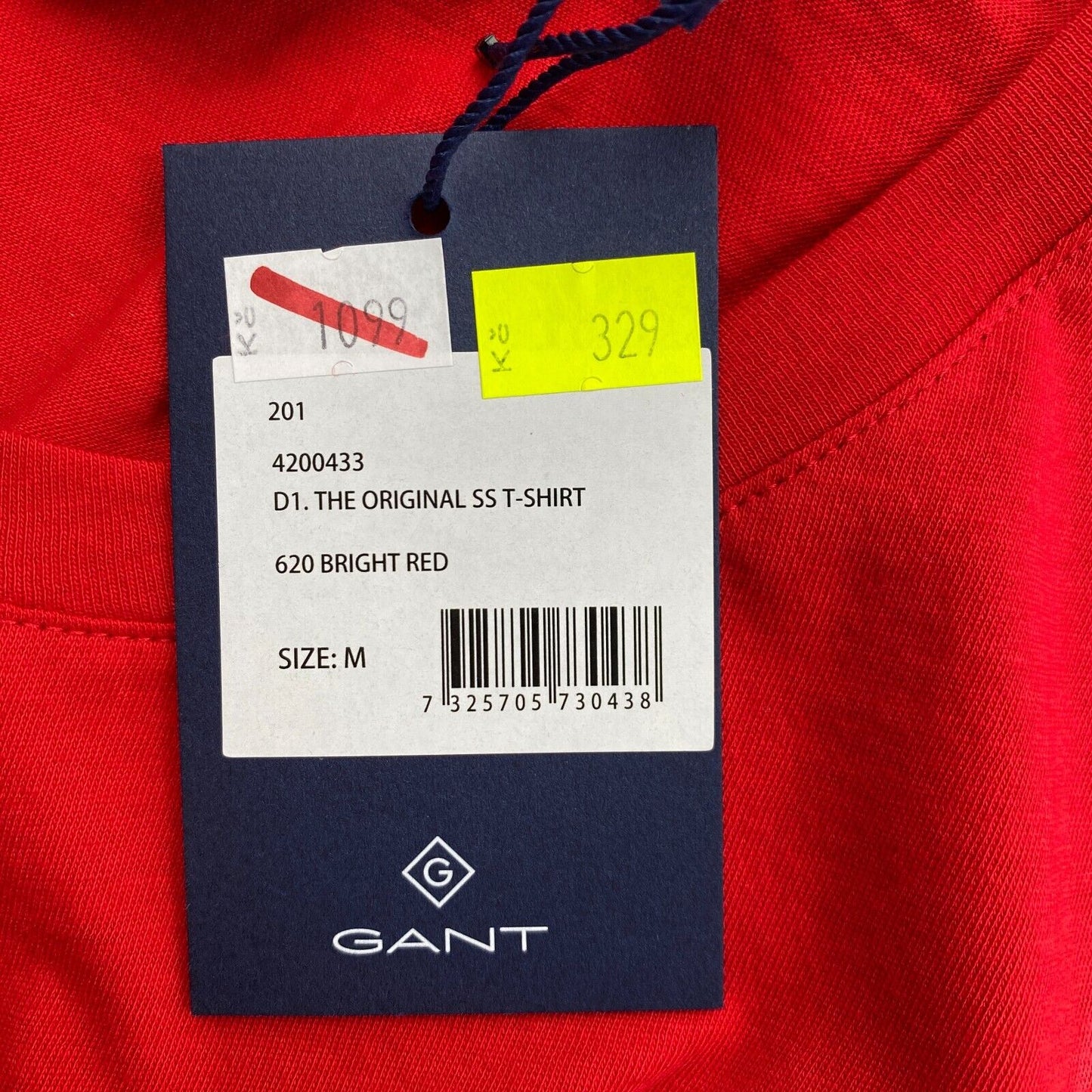 GANT Red Original Crew Neck T Shirt Size M