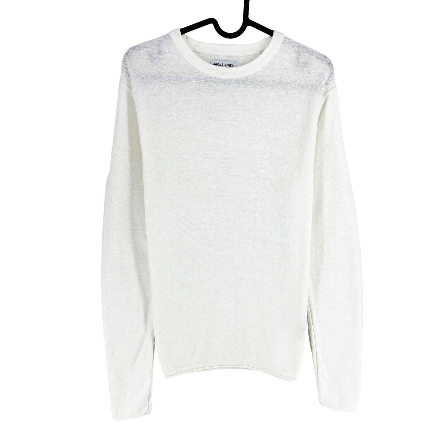 JACK&JONES White Cotton Linen Knit Crew Neck Sweater Pullover Size XS