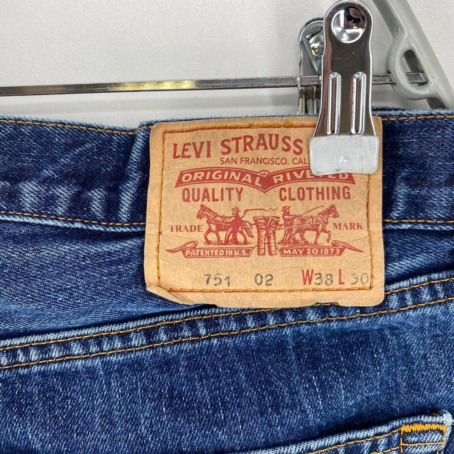 Levi's 751 Blue Regular Straight Fit Distressed Jeans W38 L30