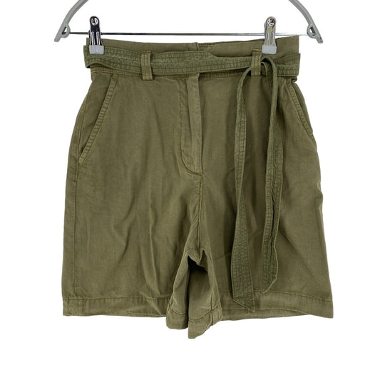 GANT Women Khaki Green Relaxed Fit Belted Shorts Size EUR 34 UK 6 US 4