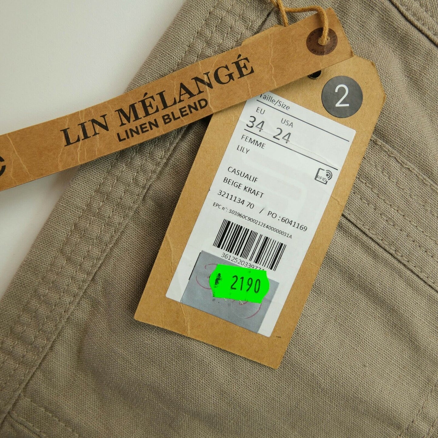 BONOBO JEANS Pantalon en lin mélangé marron clair Taille 34