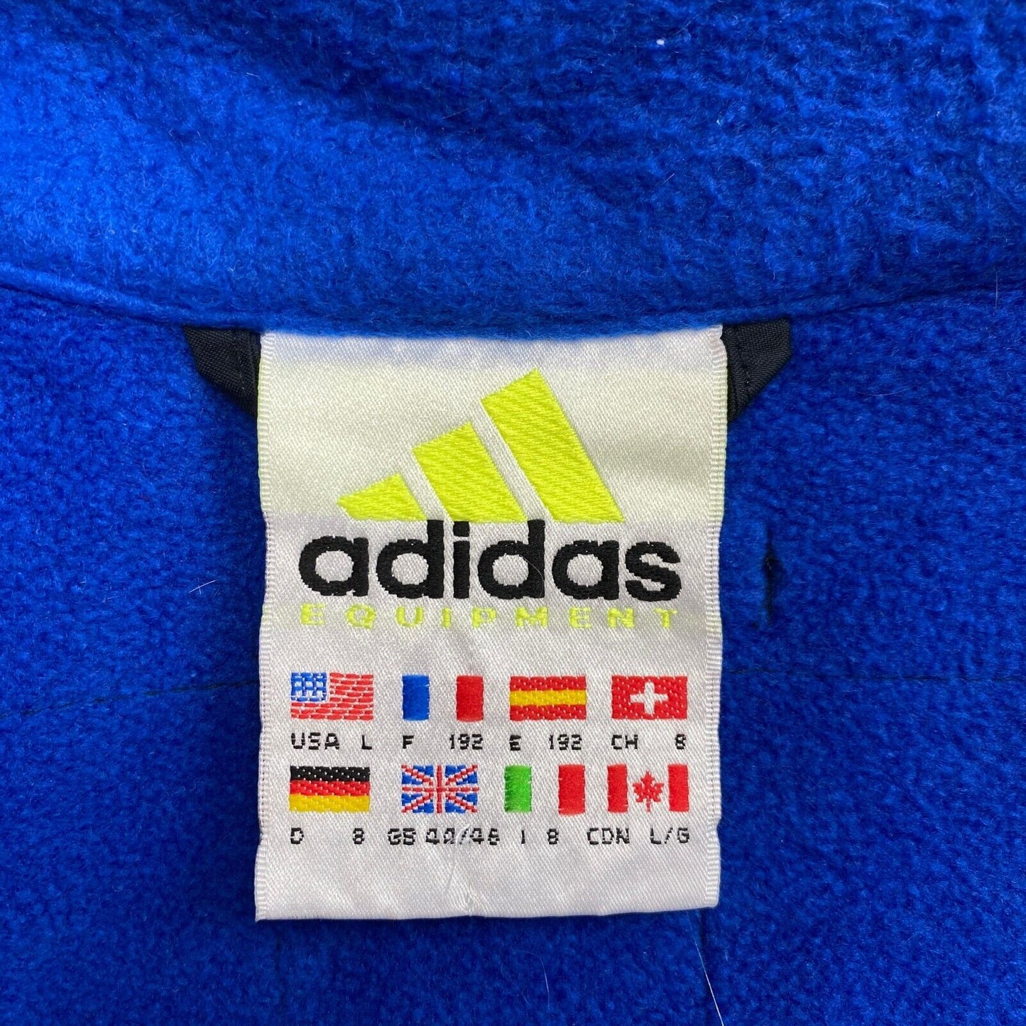 Adidas Vintage Retro Navy Blue Fleece Coat Jacket Size L