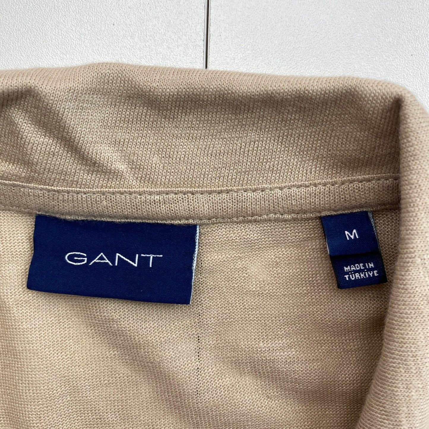 GANT Men Beige Linen Rugger Short Sleeves Polo Shirt Size M