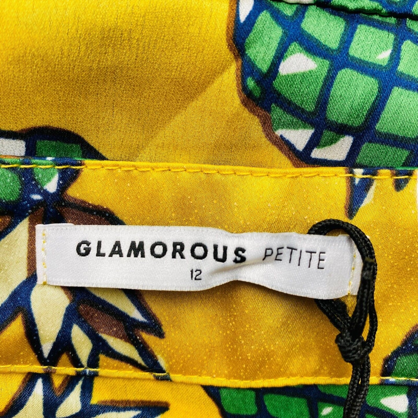 GLAMOROUS PETITE Pineapple Print Yellow Flare Skirt Size EU 40 UK 12 UK 10