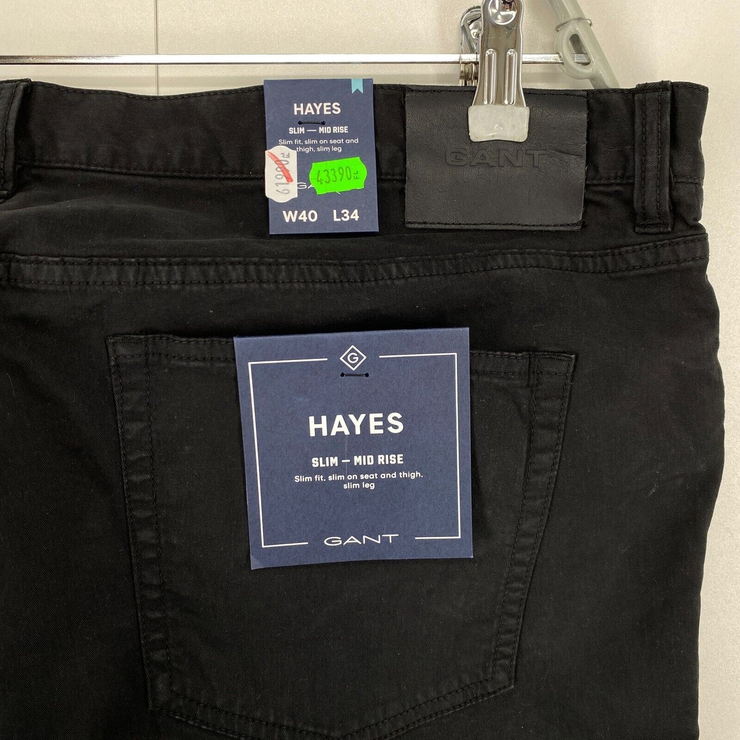 GANT HAYES Black Stretch Slim Fit Jeans W40 L34