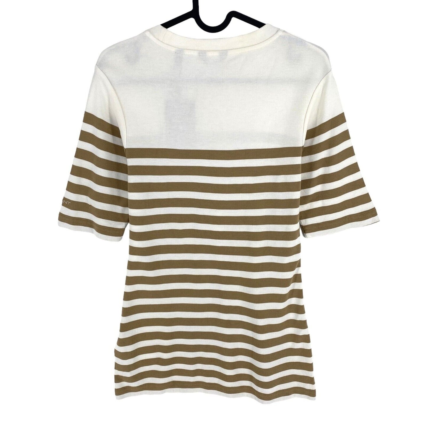 GANT Women Brown Striped Crew Neck Short Sleeve T Shirt Size S