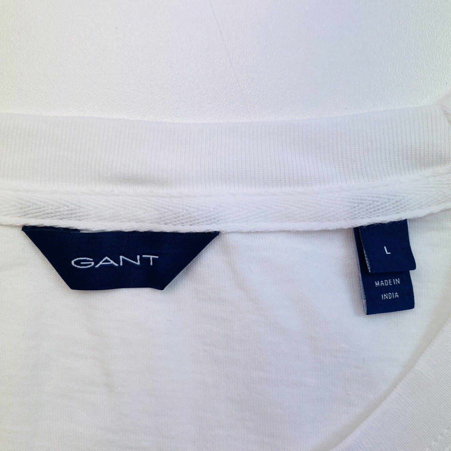 GANT Women White Logo Crew Neck Short Sleeve T Shirt Size L