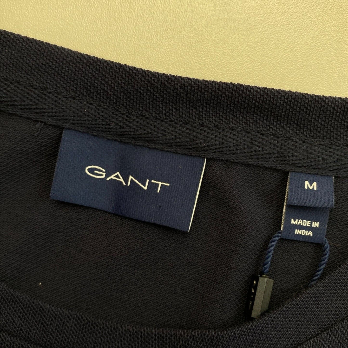 GANT Navy Blue Pique Crew Neck T Shirt Size M